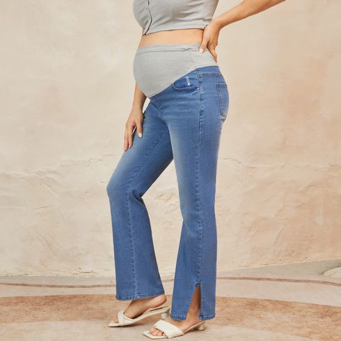 Maternity Side Slit Hem Jeans