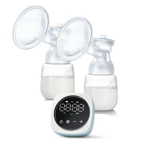 Portable Electric Breast Pump with LED Touch Screen for Breast Milk Suction and Breast Massage Blue big image 1