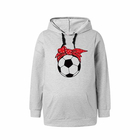Nursing Bow Football Print Long-sleeve Drawstring Hoodie