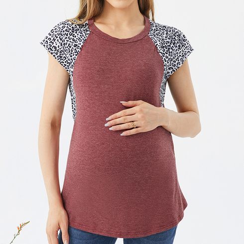 Nursing Leopard Panel Short-sleeve Top