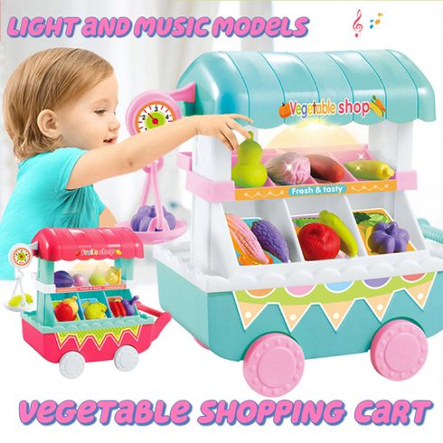 Giocattolo Per Bambini Gioco Di Ruolo Mini Verdure Carrello Negozio Di Frutta Con Musica Leggera Finto Giocattolo Da Cucina