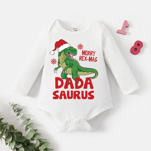Christmas Baby Boy 95% Cotton Long-sleeve Dinosaur & Letter Print Romper