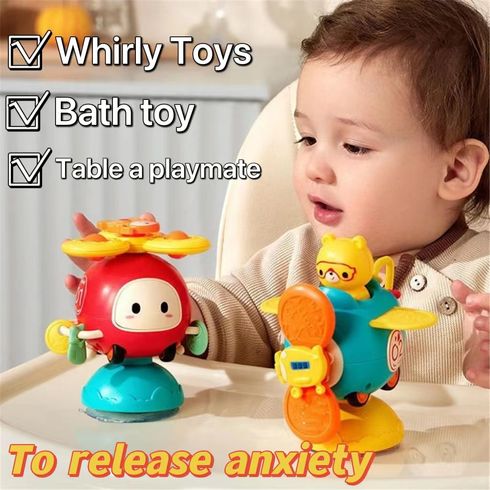 ventosa rotante per bambini staccabile colorato aeroplano giocattolo sensoriale spinner (un giocattolo con una pala della ventola, la pala della ventola e la ventosa hanno colori casuali)