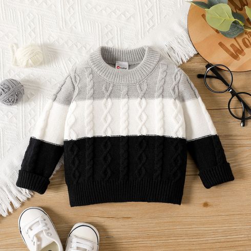 Baby Boy Long-sleeve Colorblock Cable Knit Sweater