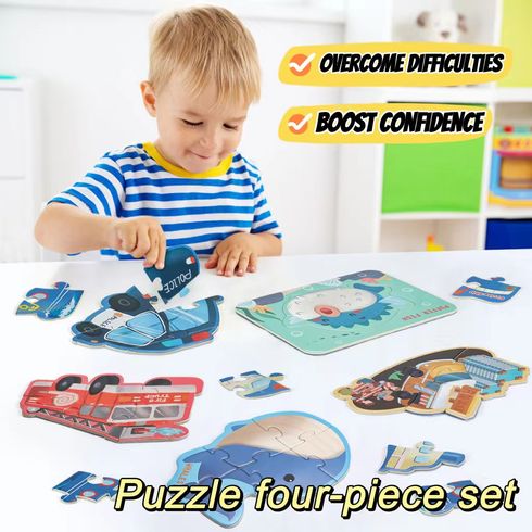 2-6Pcs Toddlers Leveled Puzzles Preschool Learning Jigsaw Puzzles Sea Animals Vehicles for Ages 1.5-2