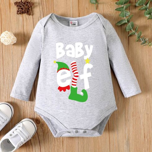 Christmas Baby Boy 95% Cotton Long-sleeve Graphic Grey Romper