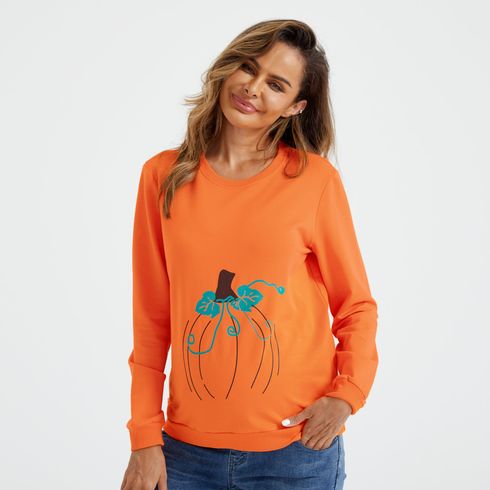 Maternity Halloween Pumpkin Graphic Long-sleeve Pullover Sweatshirt