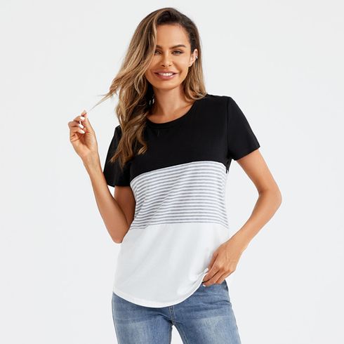 Nursing Colorblock Striped Short-sleeve Top
