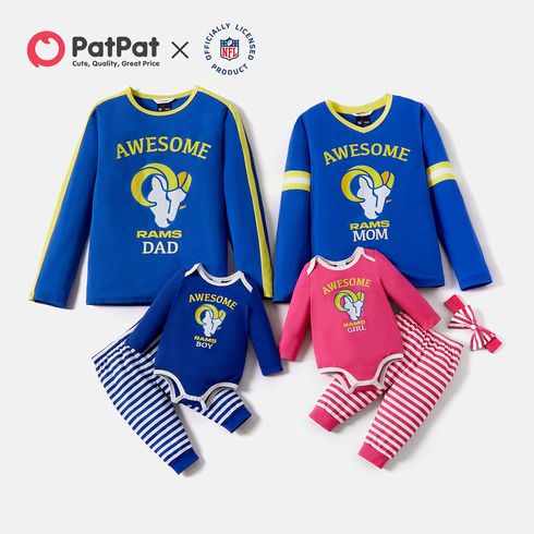 NFL Family Matching Colorblock Long-sleeve Graphic Letter Print Tops (Los Angeles Rams)
