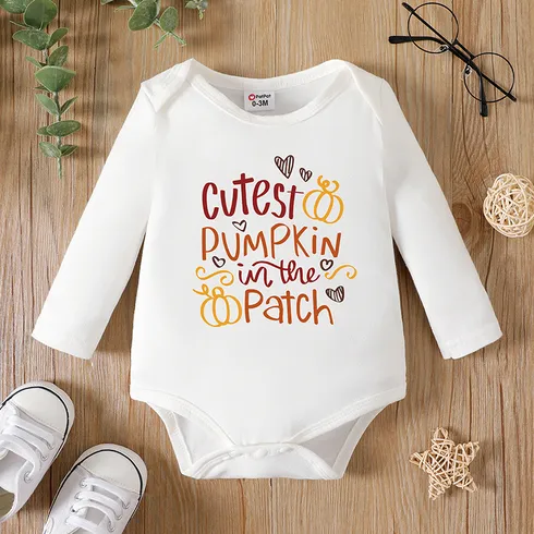 Halloween Baby Boy/Girl 95% Cotton Long-sleeve Graphic White Romper
