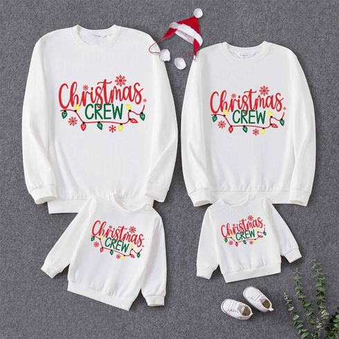 Christmas Family Matching Letter Print White Long-sleeve Sweatshirts