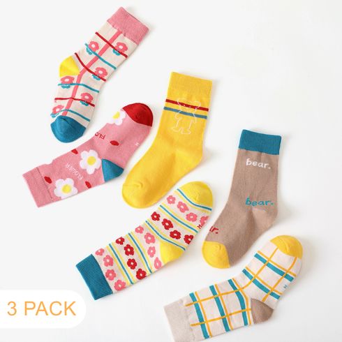 3-pairs Toddler / Kid Color Block Crew Socks