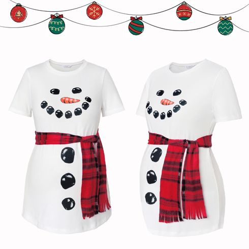 Maternity Christmas Snowman Graphic Short-sleeve Tee