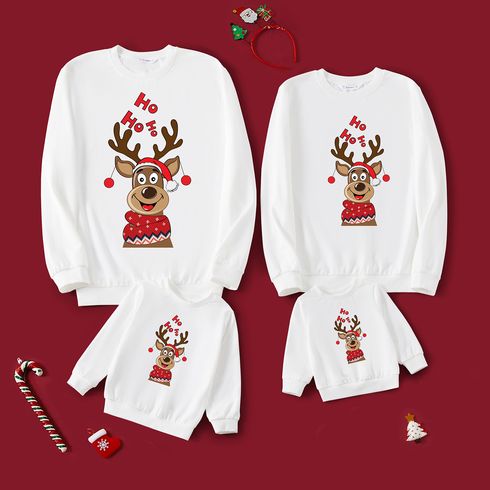 Christmas Family Matching Reindeer Print Long-sleeve Sweatshirts