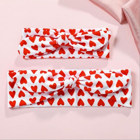 2-pack Heart Print Bow Headband for Mom and Me Red big image 3