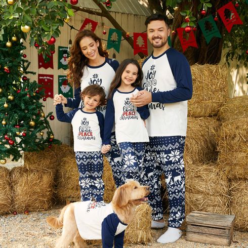 Christmas Family Matching Letter Print Raglan-sleeve Pajamas Sets (Flame Resistant)