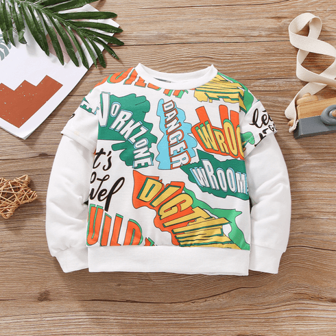 Toddler Boy/Girl Trendy Faux-two Painting Print Pullover Sweatshirt Multi-color big image 1