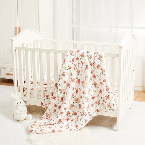 100% Cotton Muslin Baby Floral Pattern Thick Blanket
