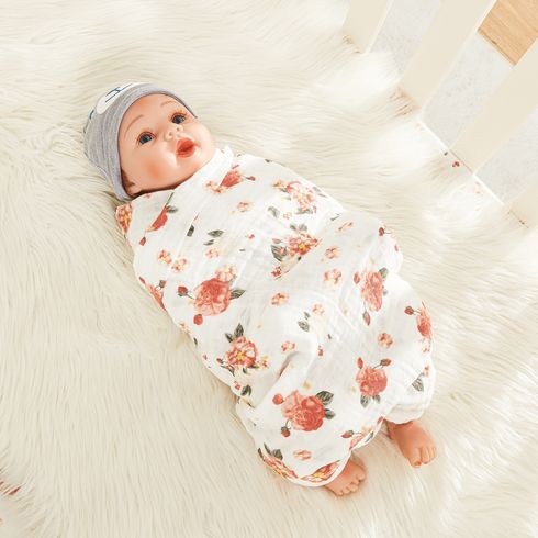 100% Cotton Muslin Baby Floral Pattern Swaddling Blanket