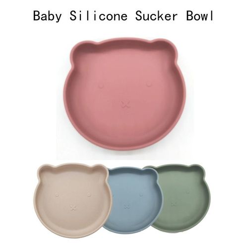 Baby Silicone Suction Plates Little Bear Shape High-Temperature Resistance Anti-drop Toddler Self Feeding Utensils