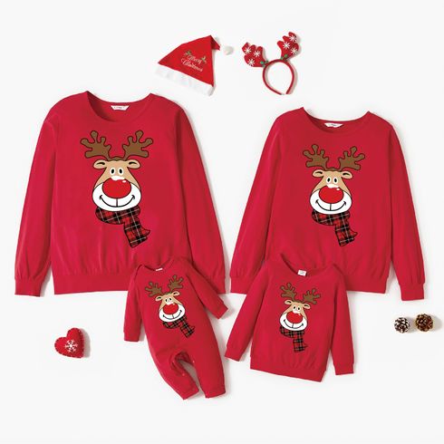 Christmas Family Matching 100% Cotton Reindeer Print Long-sleeve Sweatshirts