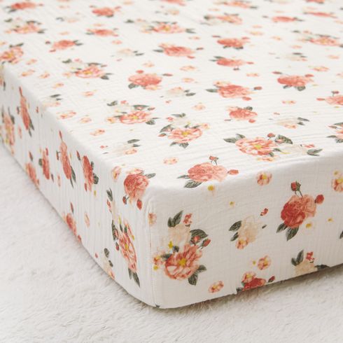 100% Cotton Muslin Baby Floral Pattern Fitted Sheet