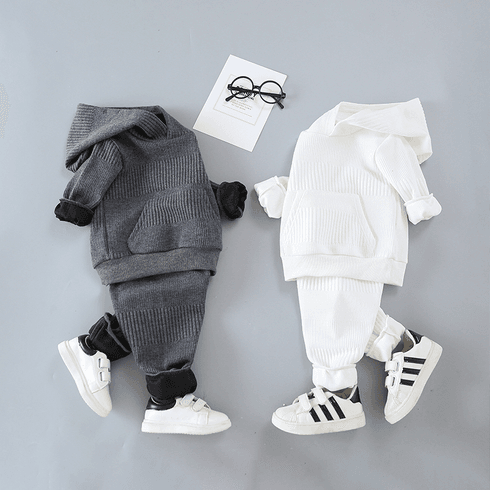 2 Stück Kleinkinder Jungen Mit Kapuze Lässig Sweatshirt-Sets