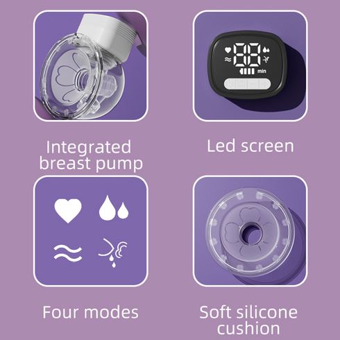 1Pc Wearable Breast Pump Portable Electric Hands Free Breast Pump with 9 Levels & 4 Modes & LCD Touch Screen White big image 5