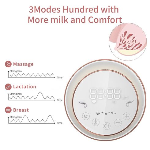 1Pc Breast Pump Portable Electric Hands Free Breast Pump with 9 Levels & 3 Modes & Night Light White big image 8