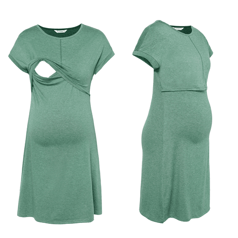 Nursing Topstitching Detail Short-sleeve Dress