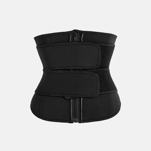 Women Sweat Waist Trainer Underbust Corset Trimmer Double Shaper Belt Workout Sport Girdle Black big image 1