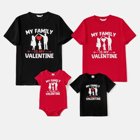 Family Matching 95% Cotton Short-sleeve Figure & Letter Print T-shirts