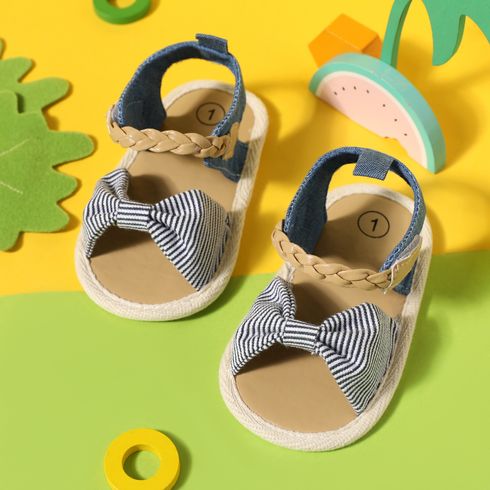 Baby / Toddler Stripe Bow Vamp Braided Velcro Sandals