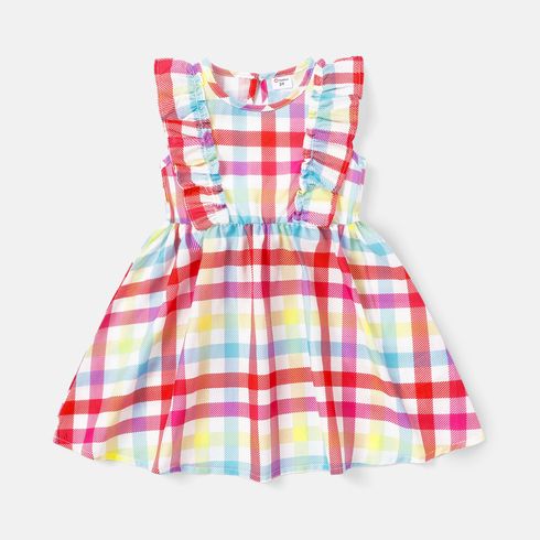 Toddler Girl Plaid Ruffled Sleeveless Dress