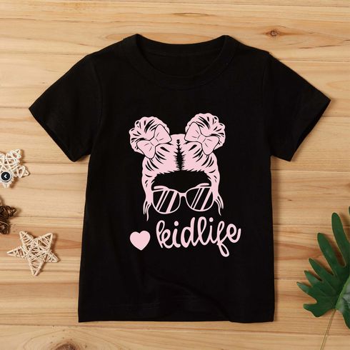 modisches Kurzarm-T-Shirt aus Baumwolle mit Buchstabenaufdruck für Kleinkinder/Mädchen
