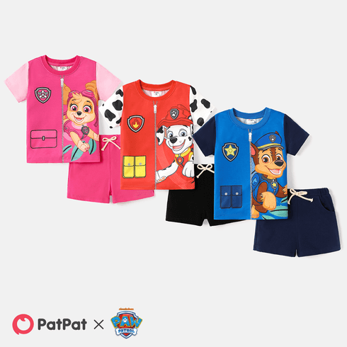 PAW Patrol Toddler Girl/Boy 2pcs Colorblock Short-sleeve Tee and Cotton Shorts Set
