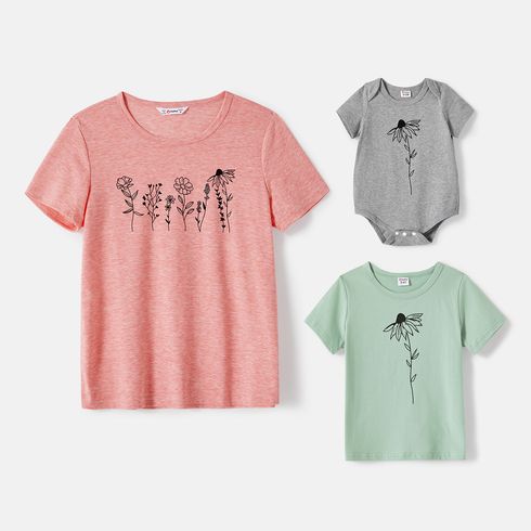Mommy and Me 95% Cotton Short-sleeve Floral Print Tee