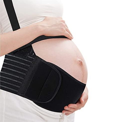 Pregnancy Belly Support Band Belt Mesh Breathable Comfortable Elastic Maternity Belly Band with Double Shoulder Strap to Support Pelvic Waist Back Abdomen Pain