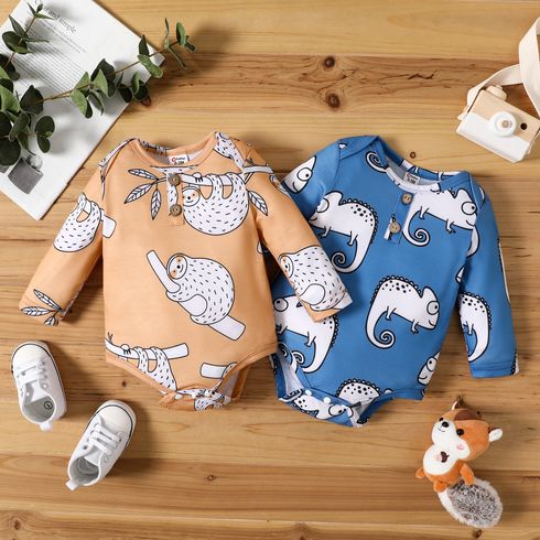 Baby Boy/Girl Allover Sloth Print Long-sleeve Naia Romper