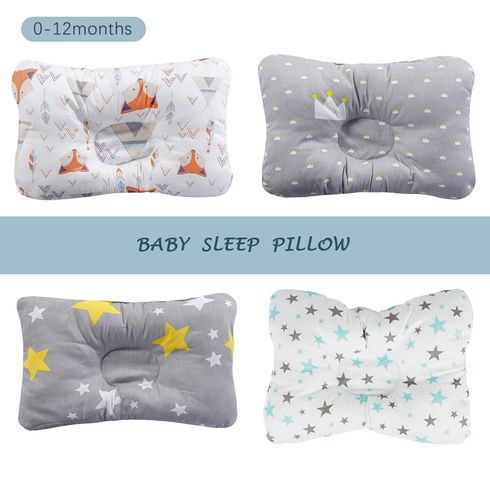 100% Cotton Baby Pillow Newborn Baby Anti Flat Head Baby Sleep Pillow Baby Bedding Sleep Positioner Support Pillow (25*19 cm/9.84*7.48inch  0-24 months)