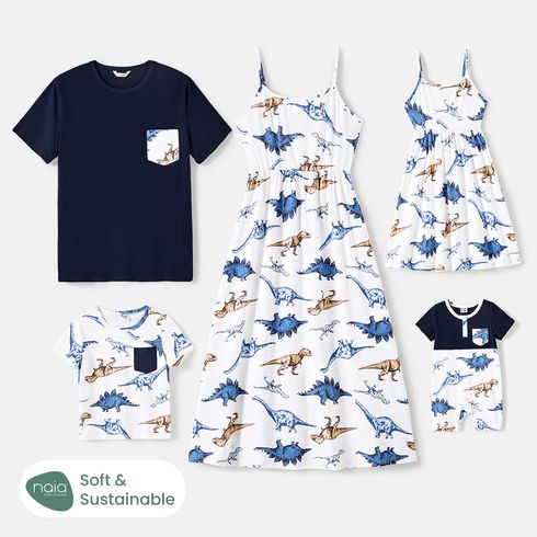 Family Matching Allover Dinosaur Print Naia™ Cami Dresses and Short-sleeve T-shirts Sets