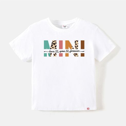 Go-Neat Resistente a manchas Conjuntos de roupa para a família Mãe e eu Letras Manga curta Tops Branco big image 9
