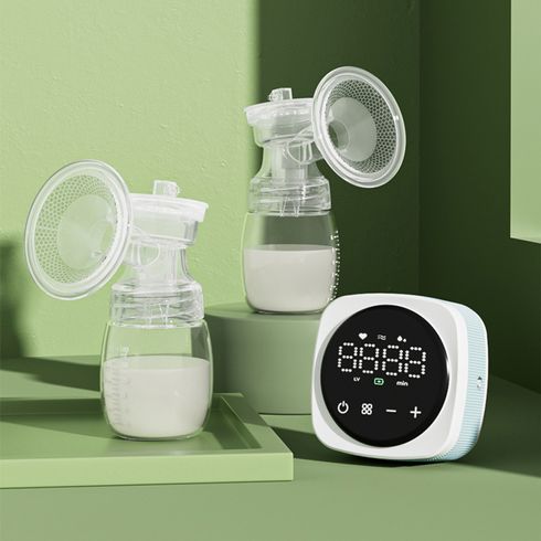 Portable Electric Breast Pump with LED Touch Screen for Breast Milk Suction and Breast Massage Blue big image 2