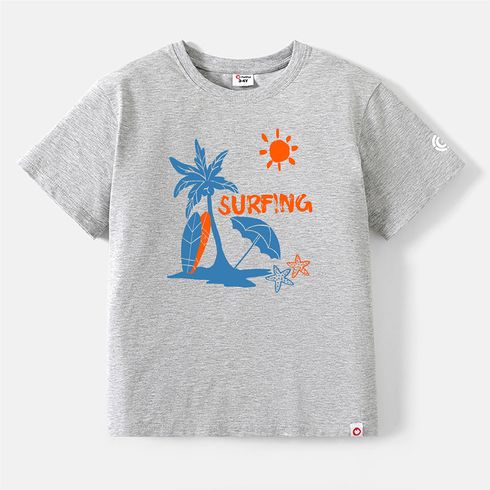 [5Y-14Y] Go-Neat Water Repellent and Stain Resistant Kid Boy/Girl Graphic Print Short-sleeve Tee Light Grey big image 1