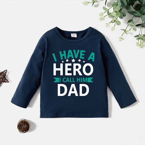 Father's Day Toddler Boy Cotton Letter Print Long-sleeve Tee