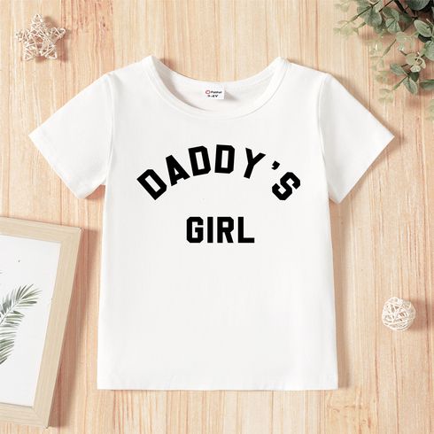 Father's Day Toddler Girl Cotton Letter Print Short-sleeve Tee