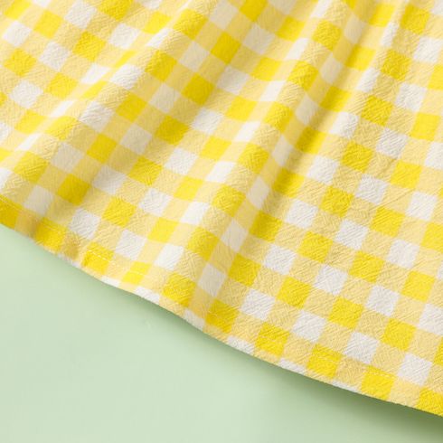 1pc Baby Girl Plaid&Lemon&Fruit Sweet Dress Pale Yellow big image 5