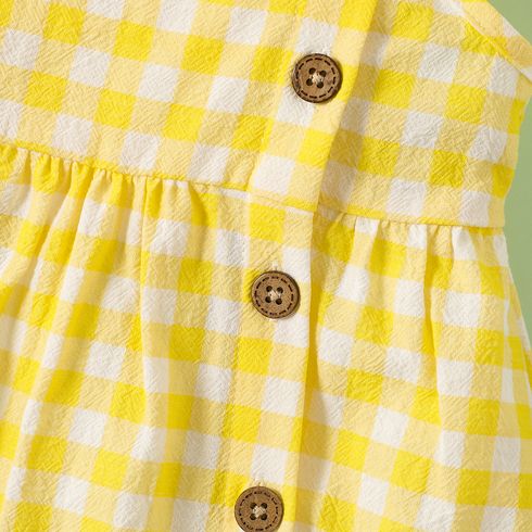 1pc Baby Girl Plaid&Lemon&Fruit Sweet Dress Pale Yellow big image 6