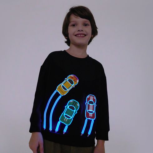 Go-Glow Illuminating Sweatshirt with Light Up Racing Cars Including Controller (Built-In Battery) Dark Blue big image 5