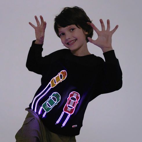 Go-Glow Illuminating Sweatshirt with Light Up Racing Cars Including Controller (Built-In Battery) Dark Blue big image 2